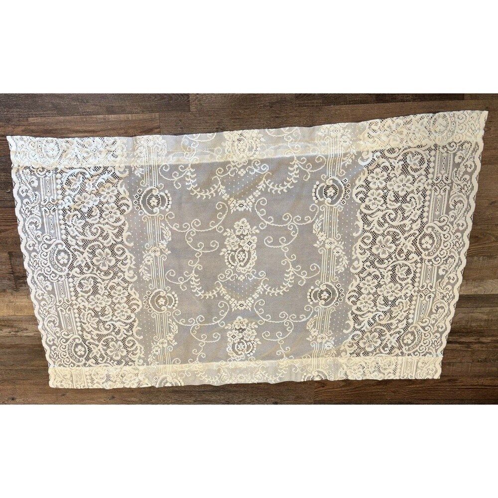 VTG Floral Lace Window Cafe Curtain Valance 55”x35” Very Pretty Granny Cottage